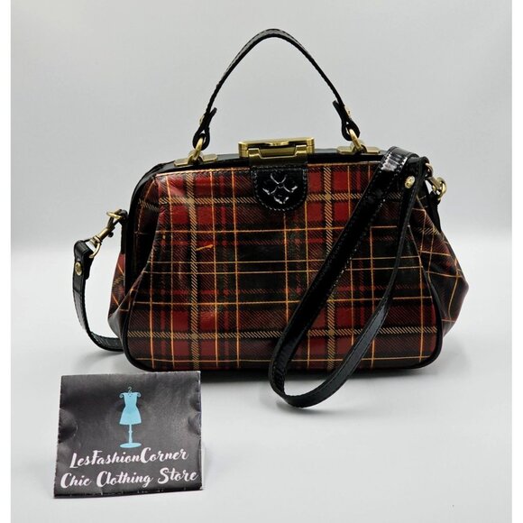 Patricia Nash Women's Tartan Gracchi Frame Leather Satchel Size M 2557 - Picture 1 of 12